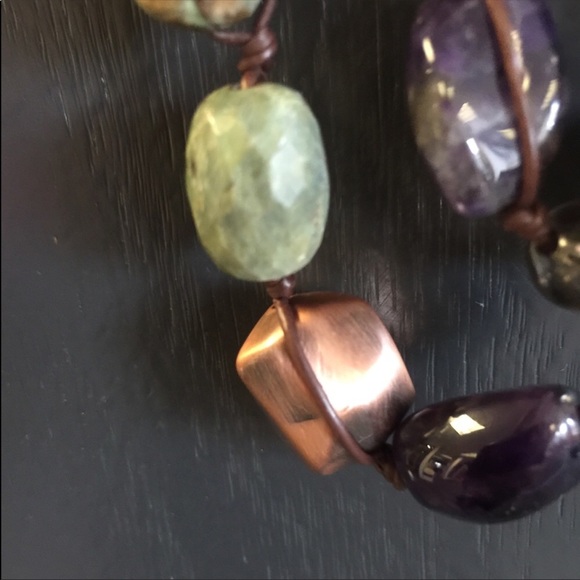 Sale! Leather beaded necklace - Picture 6 of 7